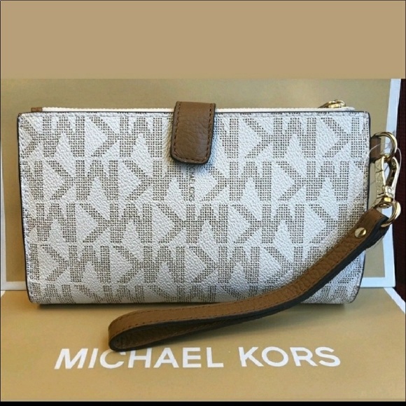 Double zip wallet michael kors clutch wristlet mk - Picture 2 of 5